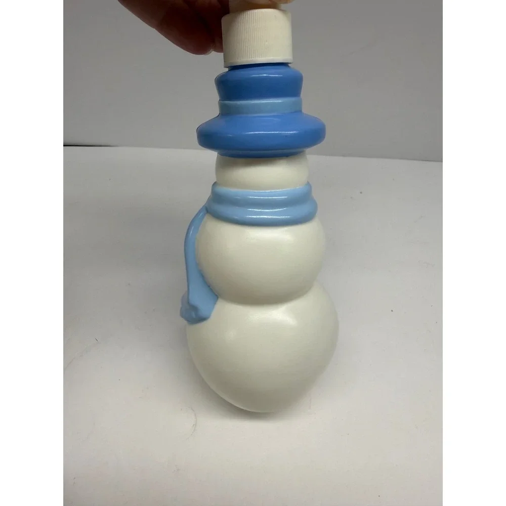 Vintage Avon Jolly Snowman Decanter Collectible Soap Lotion Pump Blue White